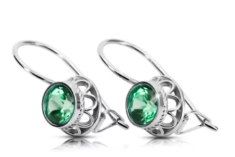 Vintage Des boucles d'oreilles Émeraude Argent sterling 925 vec117s